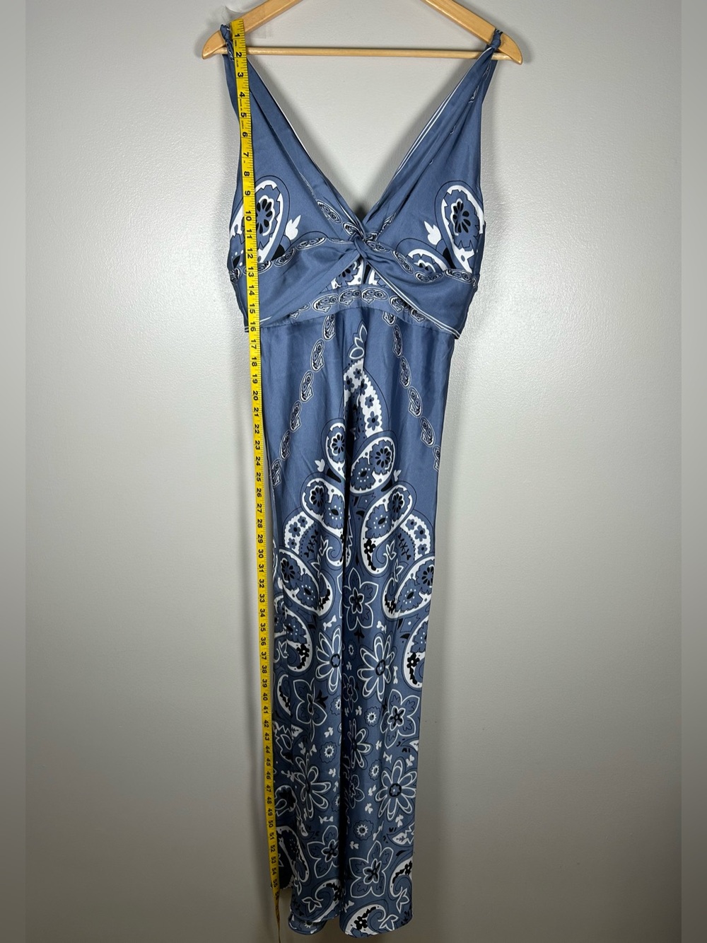 Caroline Constas Blue Paisley Floral Twist Front Maxi Dress - Picture 12 of 14